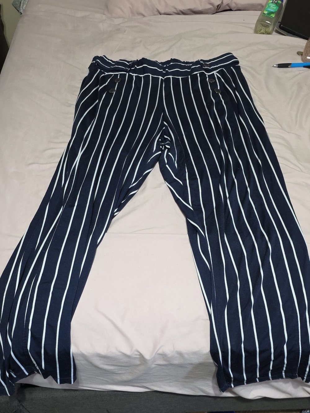 Robert Louis Navy Blue Pants with White Pinstripes